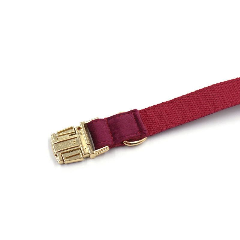 Soft Burgundy Velvet Pet Collar