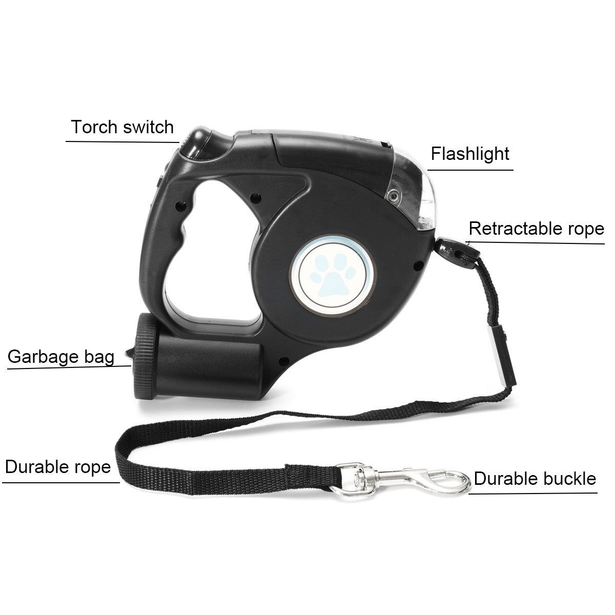 Retractable Dog Leash With Torch