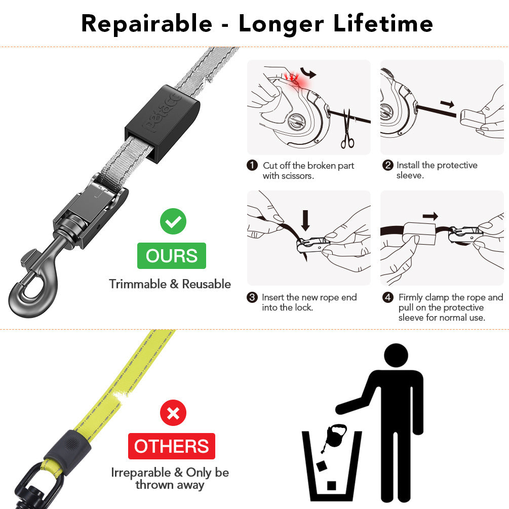 Retractable Reflective Dog Lead