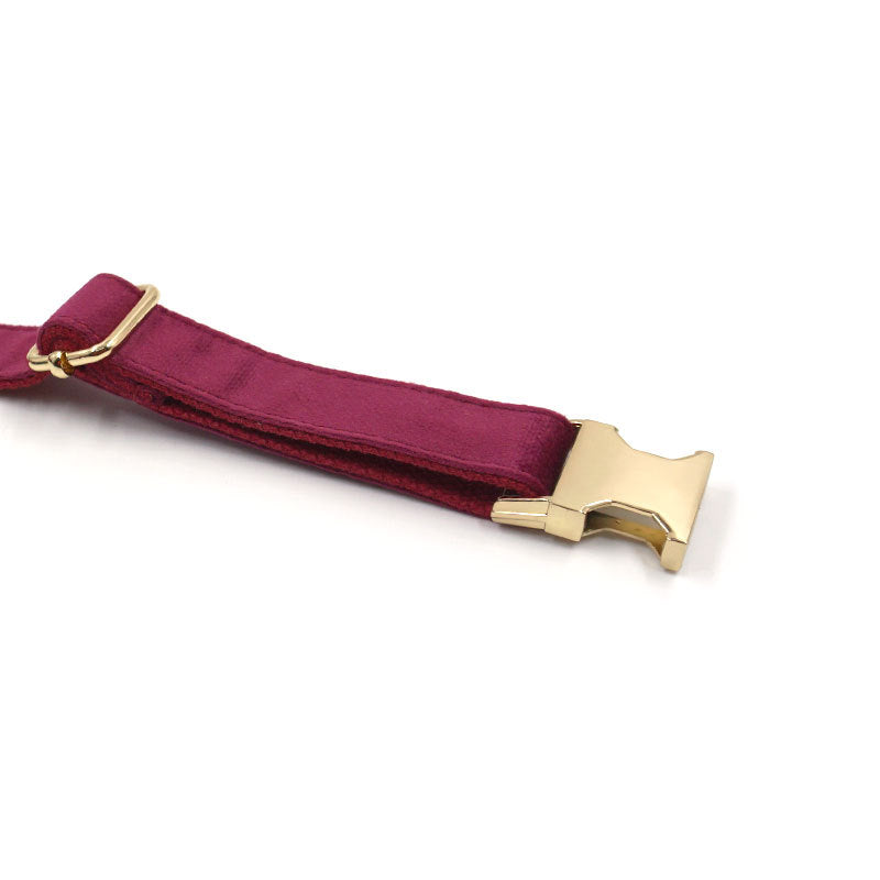 Soft Burgundy Velvet Pet Collar