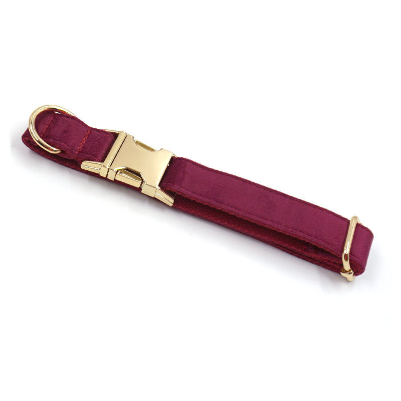 Soft Burgundy Velvet Pet Collar