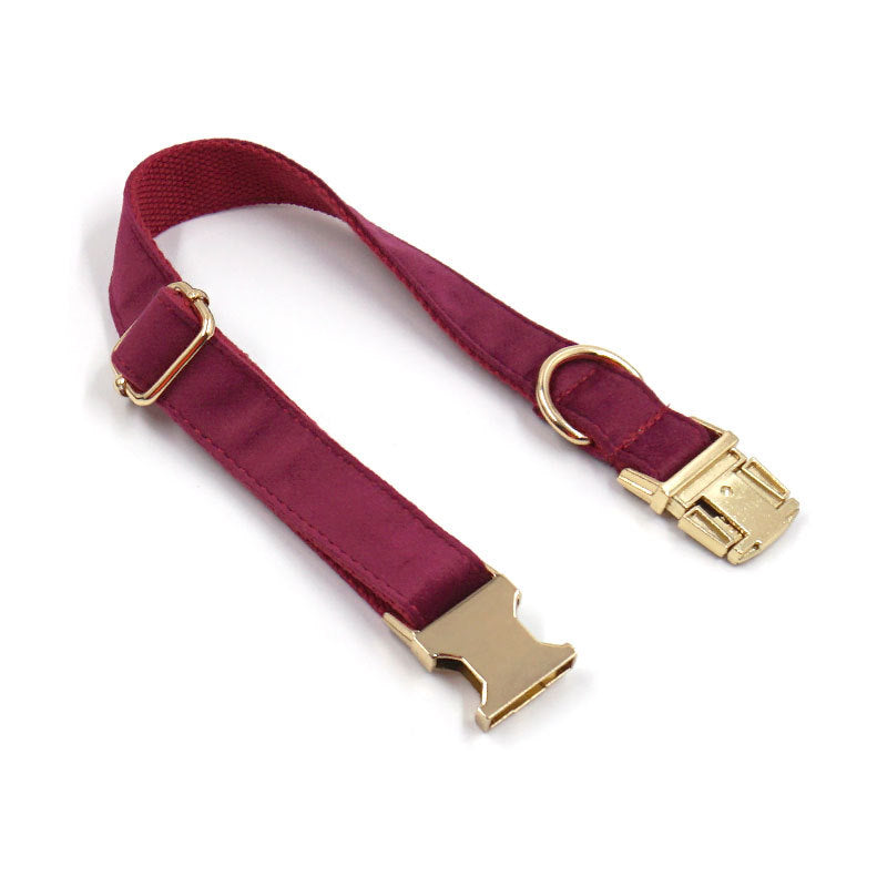 Soft Burgundy Velvet Pet Collar