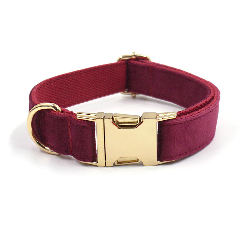 Soft Burgundy Velvet Pet Collar