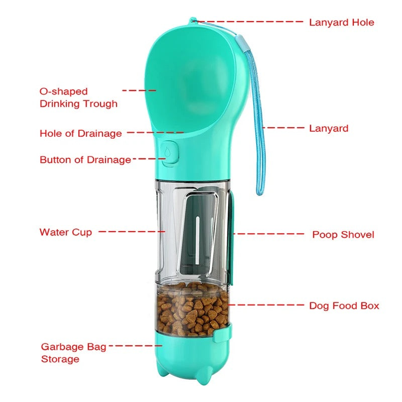 Dog Water Bottle Food Feeder 5 in 1